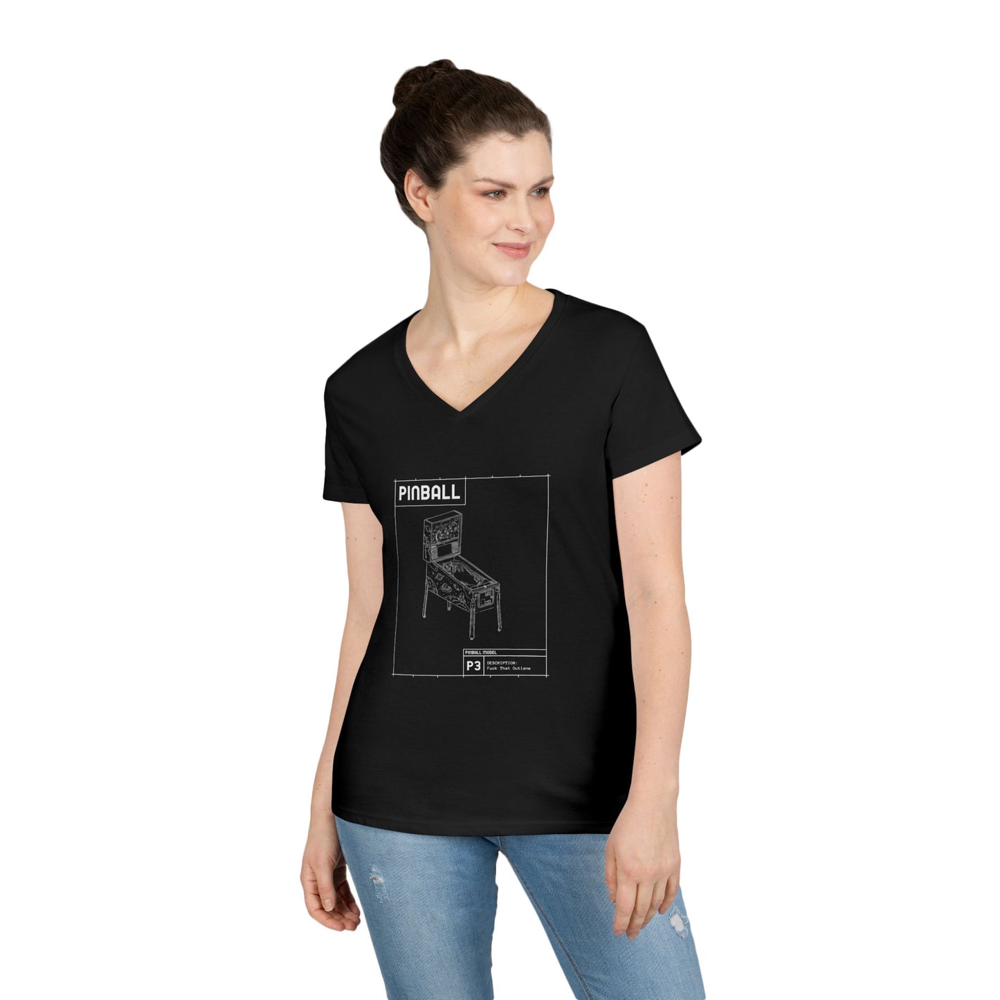 Pinball Blueprint - Fuck That Outlane - BV-Neck T-Shirt