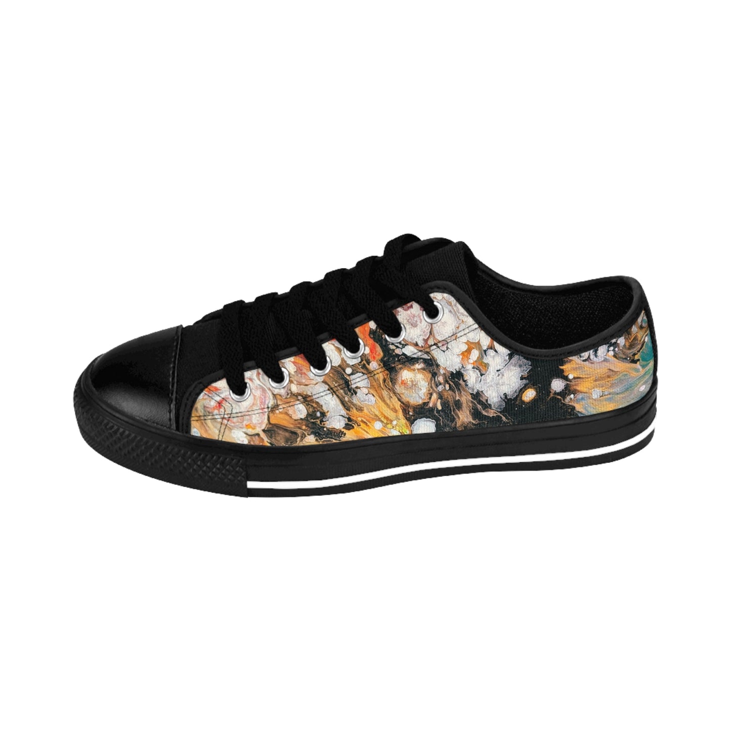 Abstract Ink Splash Men's Sneakers - Fire Clouds© by Brandy Young – Black Casual Low-Top Shoes