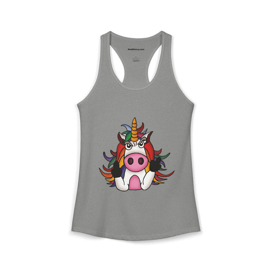 Magically Over It - Unicorn Giving the Finger - Ideal Racerback Tank