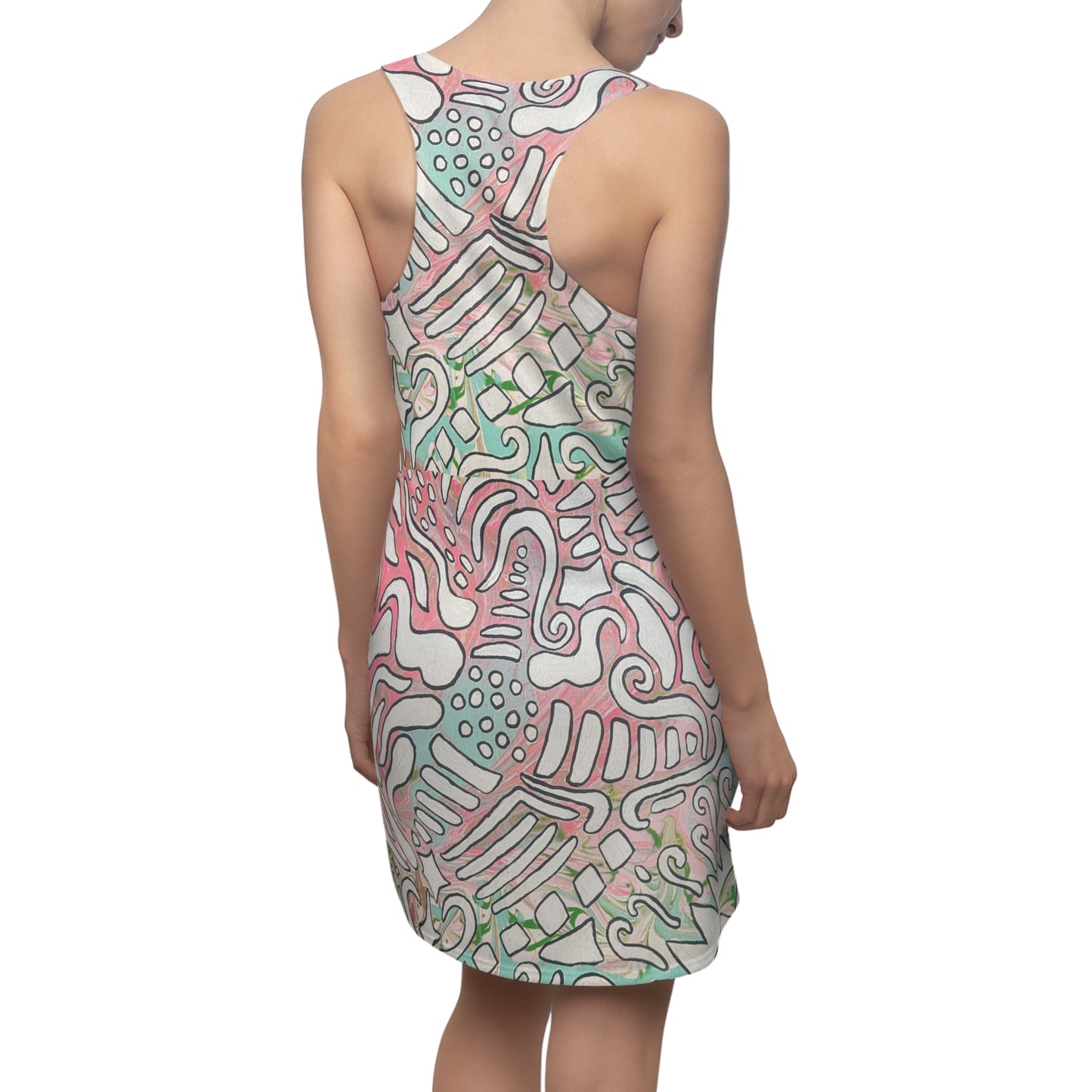 Abstract Pastel Doodle Racerback Dress - Lisa© by Brandy Young — Soft Pink & Mint All-Over Print