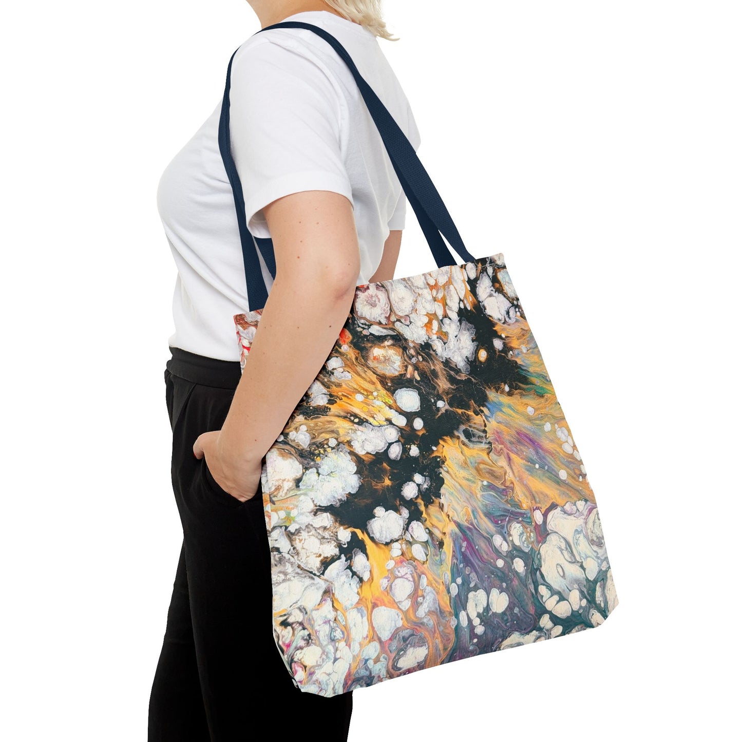 Abstract Fluid Art Tote Bag - Fire Clouds© by Brandy Young – Colorful Marble Splash All-Over Print