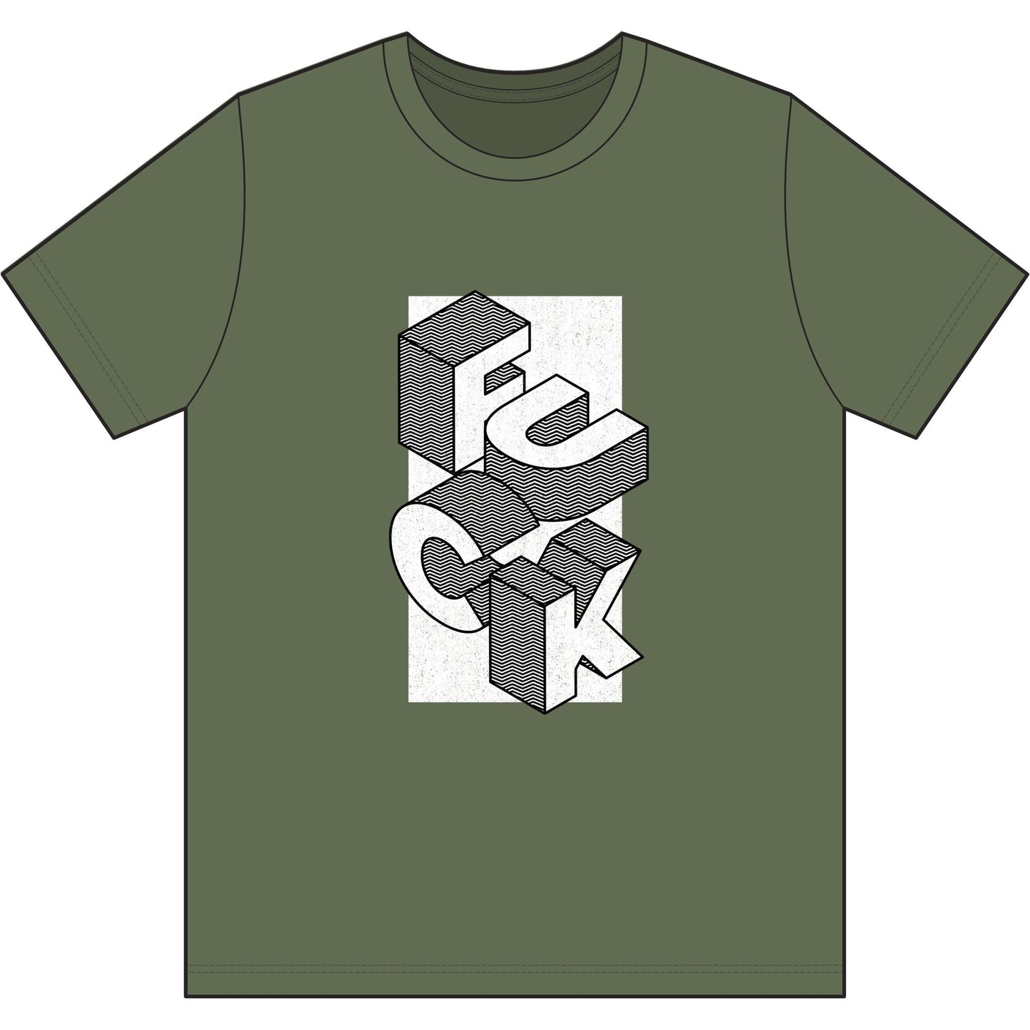 F*ck Block Letter Recycled Tee — Olive Graphic Streetwear Tee