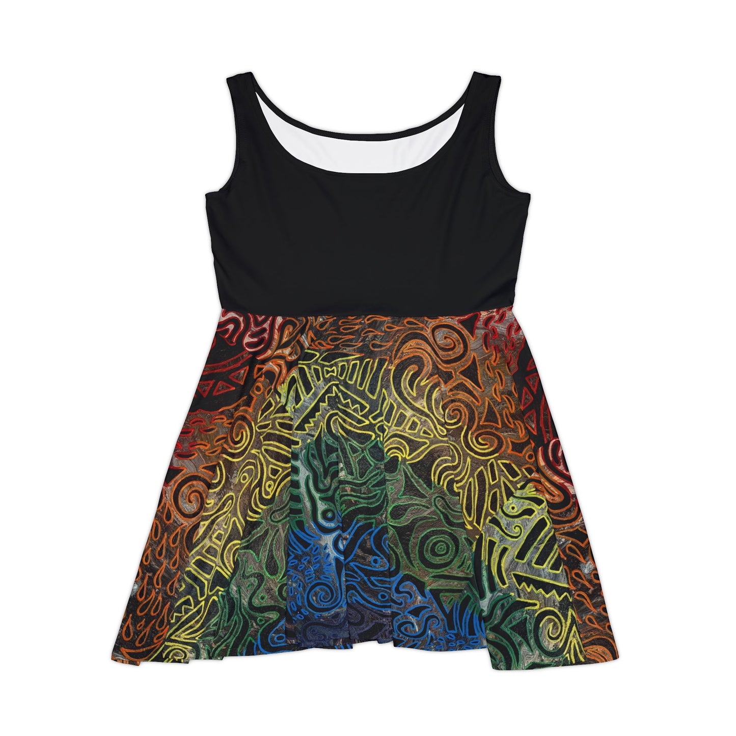 Tribal Rainbow Skater Dress - Gabriella© by Brandy Young — Boho Aztec Print Dress