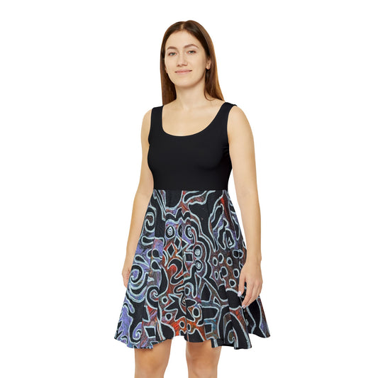 Abstract Tribal Skater Dress — Delores© by Brandy Young - Colorful Boho Art Print