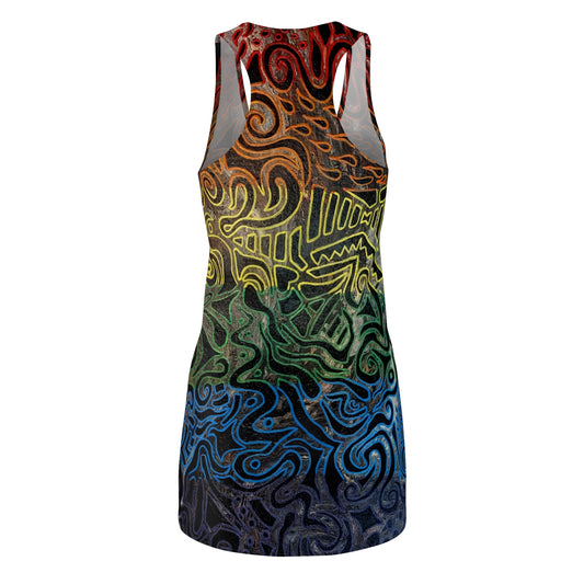 Racerback Dress - Gabriella© by Brandy Young — Rainbow Tribal Swirl All-Over Print