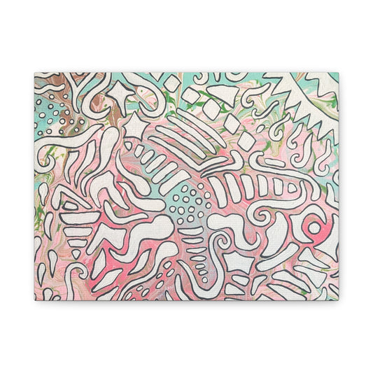 Lisa© by Brandy Young - Abstract Pastel Doodle Canvas Print – Pink & Mint Stretched Wall Art