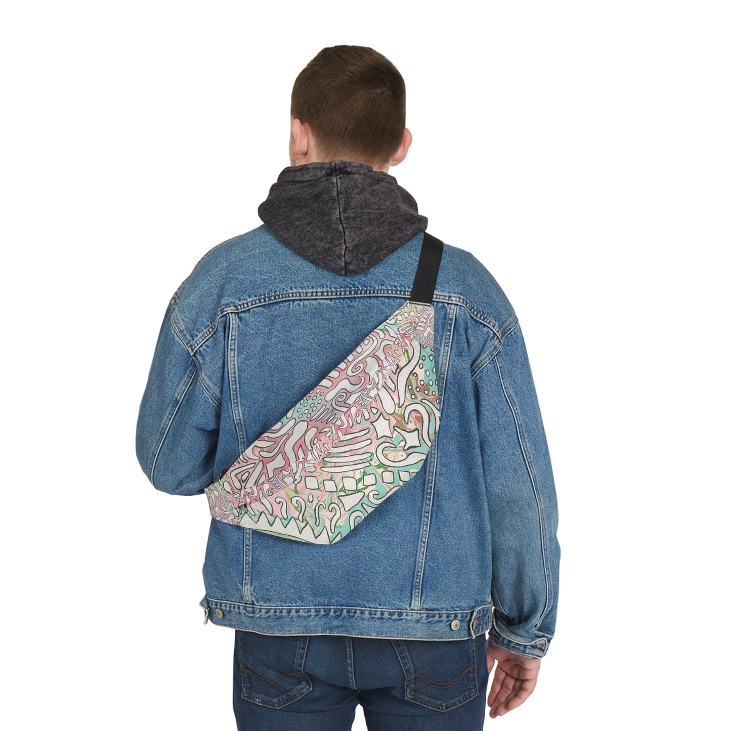 Pastel Abstract Pattern Fanny Pack - Lisa© by Brandy Young— Large Hip Bag for Festivals & Travel