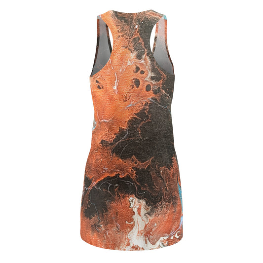 Abstract Rust & Black Marble Racerback Dress