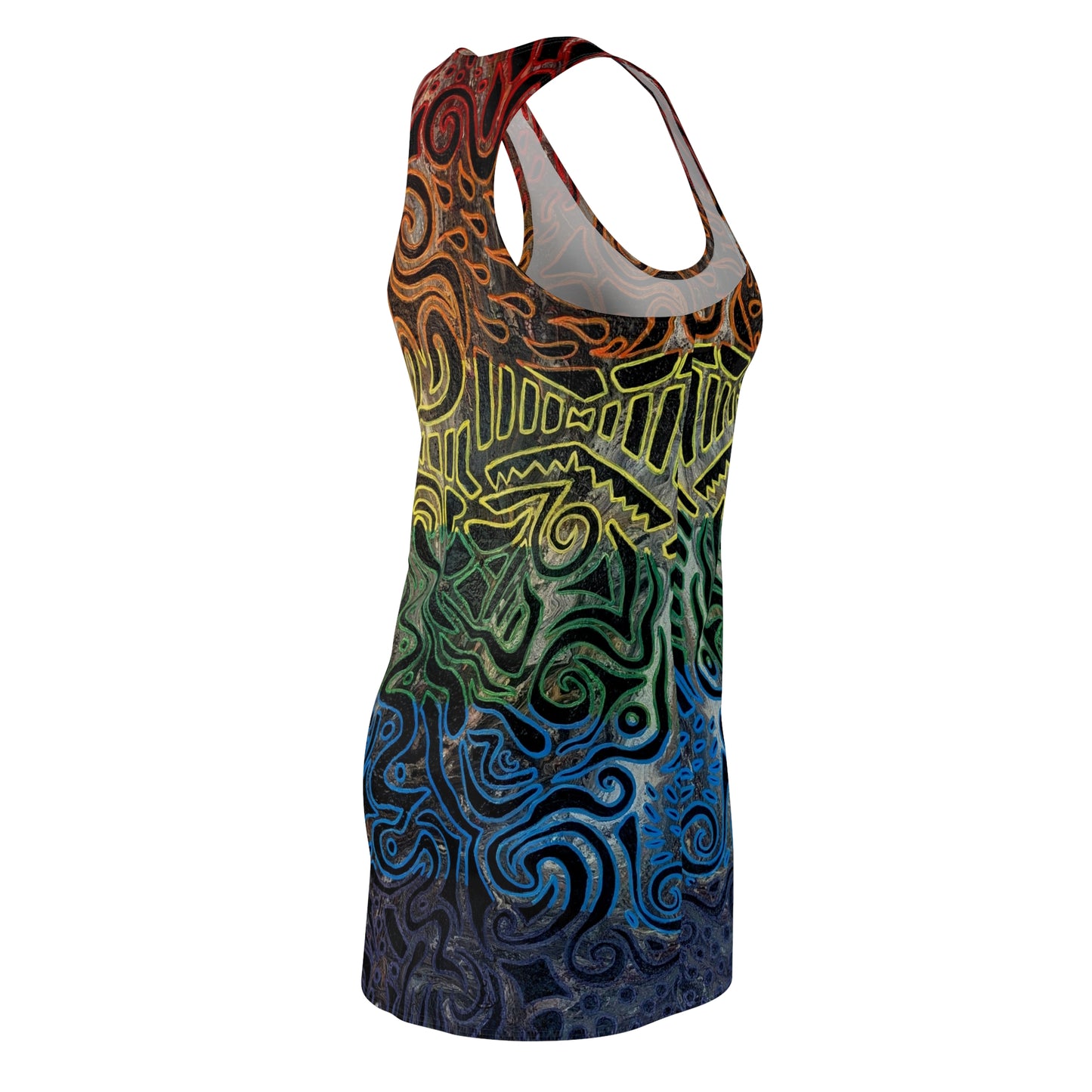 Racerback Dress - Gabriella© by Brandy Young — Rainbow Tribal Swirl All-Over Print