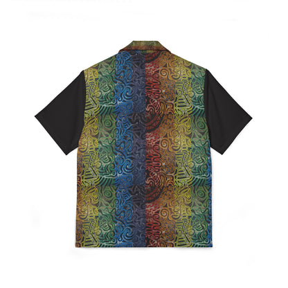 Tropical Tribal Stripe Hawaiian Shirt - Gabriella© by Brandy Young — Camp Shirt