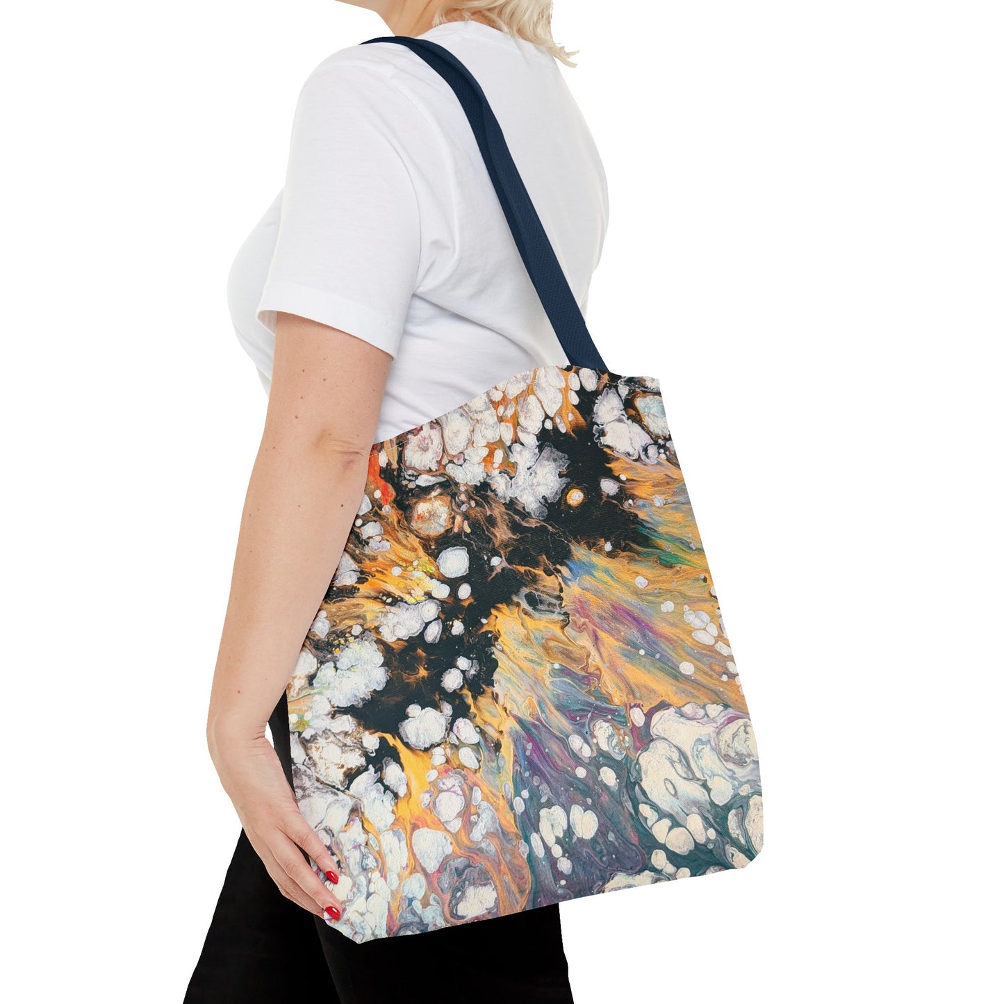 Abstract Fluid Art Tote Bag - Fire Clouds© by Brandy Young – Colorful Marble Splash All-Over Print