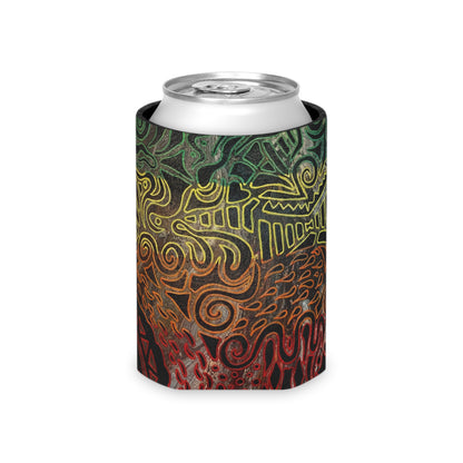 Can Cooler - Gabriella© by Brandy Young — Rainbow Tribal Swirl Neoprene Koozie