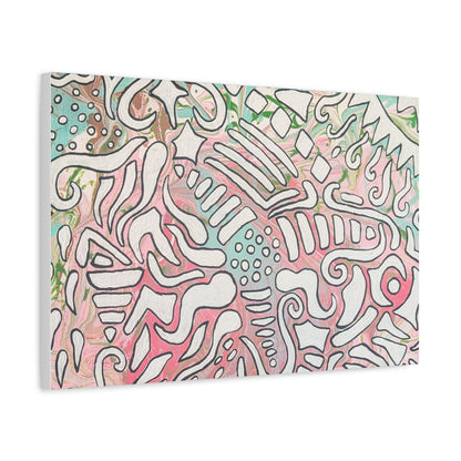 Lisa© by Brandy Young - Abstract Pastel Doodle Canvas Print – Pink & Mint Stretched Wall Art
