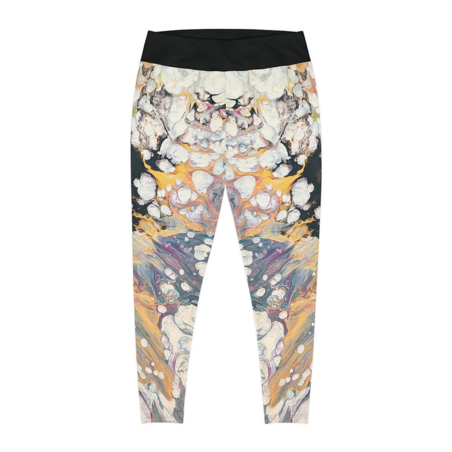 Plus Size Marble Abstract Leggings - Fire Clouds© by Brandy Young — Colorful Fluid Art All-Over Print