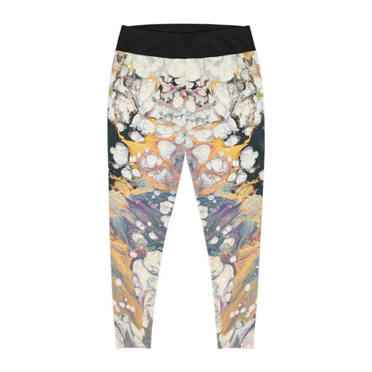 Plus Size Marble Abstract Leggings - Fire Clouds© by Brandy Young — Colorful Fluid Art All-Over Print