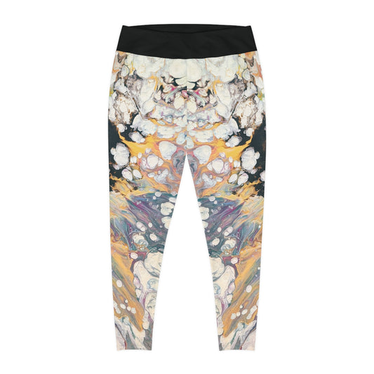 Plus Size Marble Abstract Leggings - Fire Clouds© by Brandy Young — Colorful Fluid Art All-Over Print