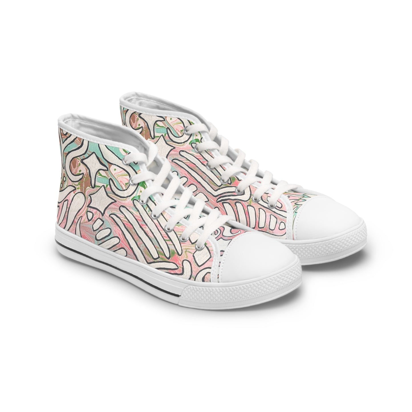 Floral Pastel Doodle High-Top Sneakers  - Lisa© by Brandy Young— Artistic Casual Shoes