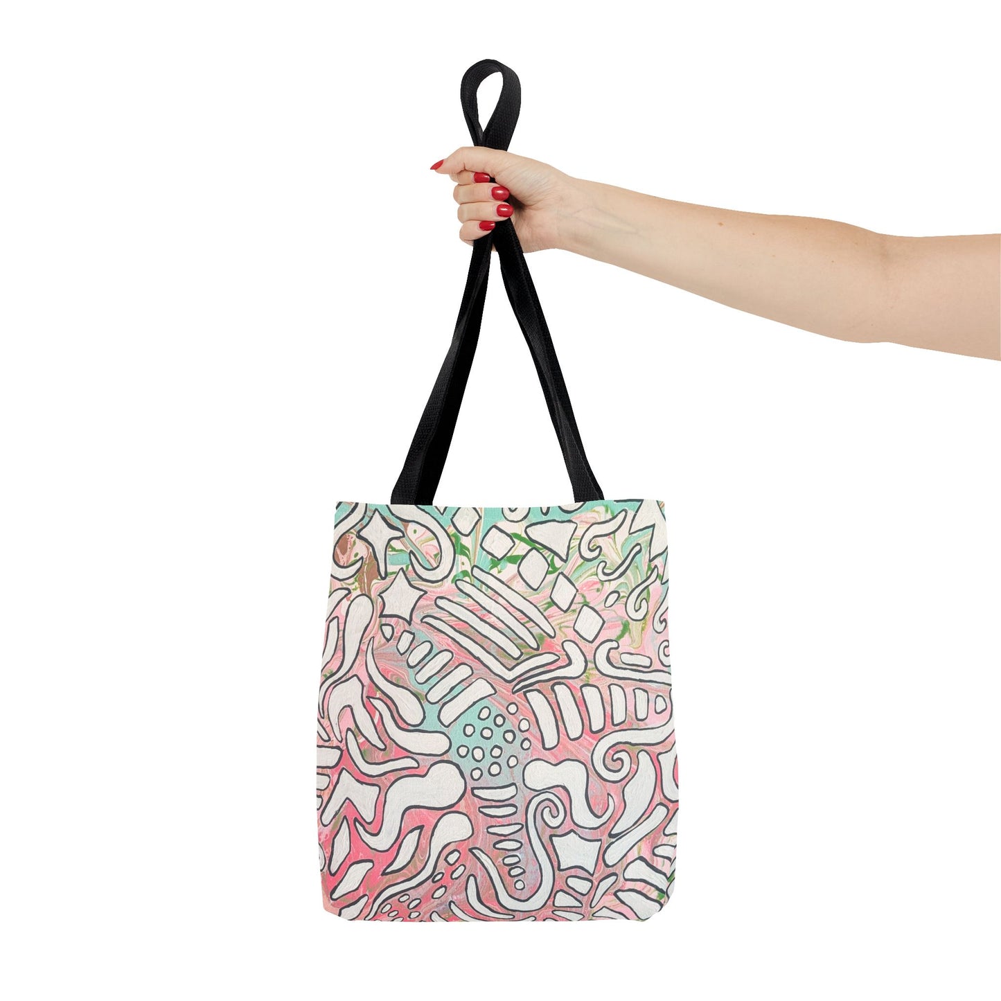 Abstract Coral Reef Pattern Tote Bag - Lisa© by Brandy Young — Pastel Ocean-Inspired All-Over Print