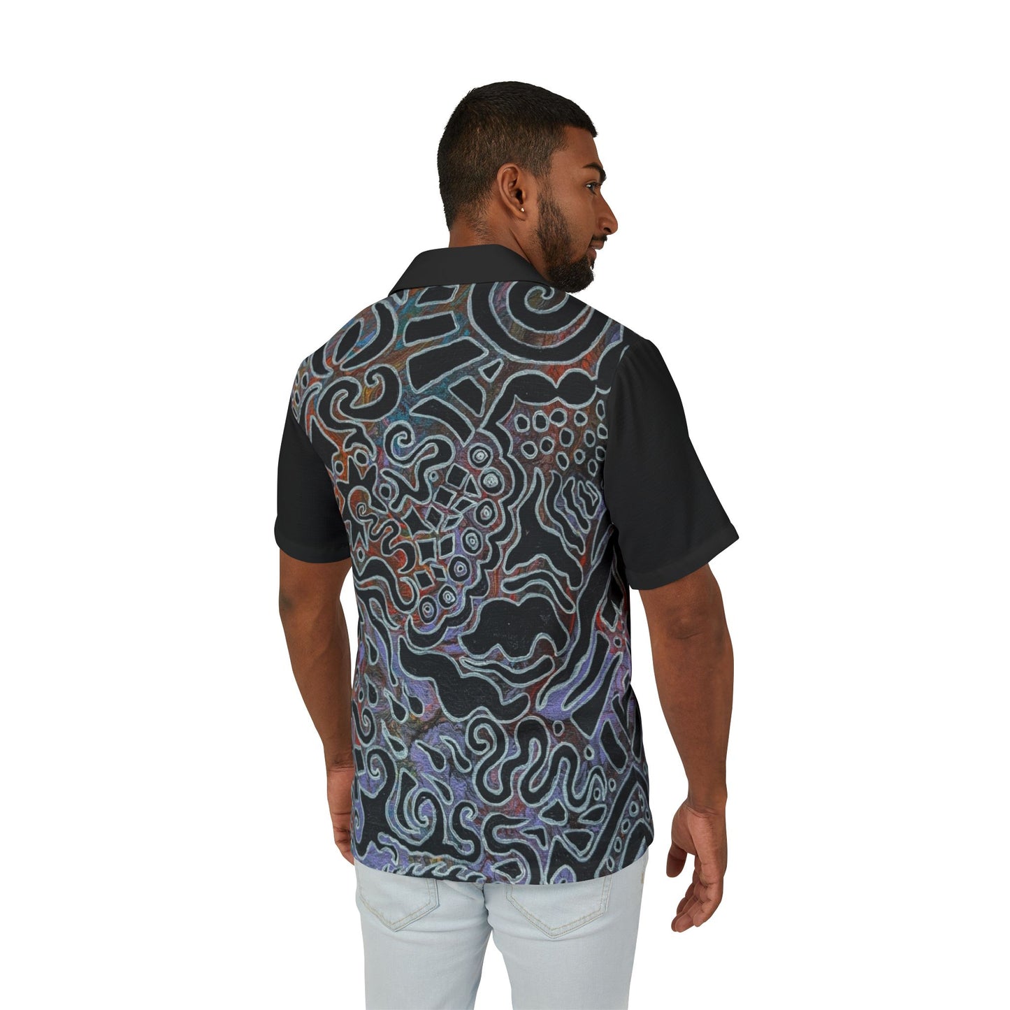 Abstract Ocean Wave Hawaiian Shirt - Delores© by Brandy Young— Men's Camp Button-Up