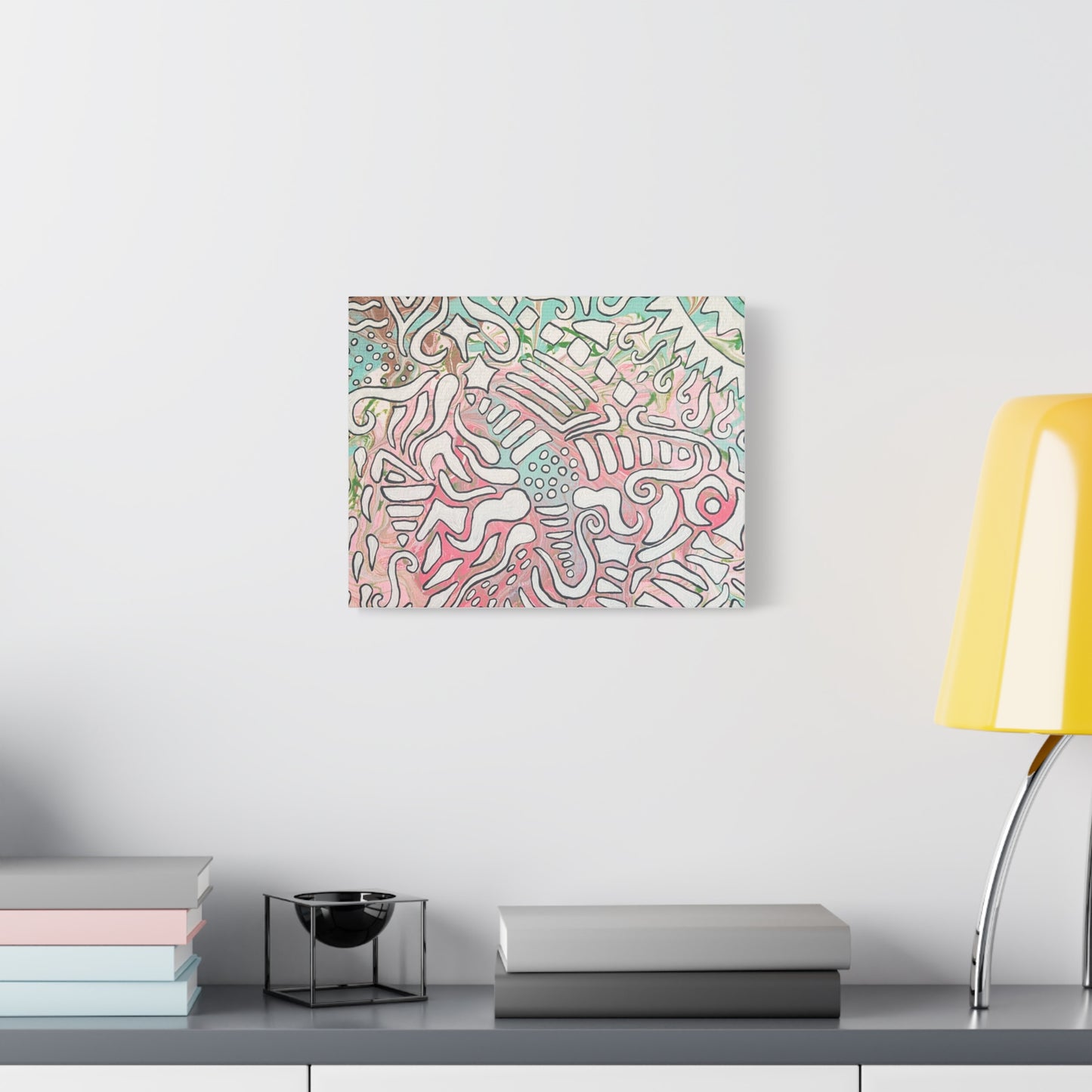 Lisa© by Brandy Young - Abstract Pastel Doodle Canvas Print – Pink & Mint Stretched Wall Art