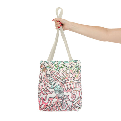 Abstract Coral Reef Pattern Tote Bag - Lisa© by Brandy Young — Pastel Ocean-Inspired All-Over Print