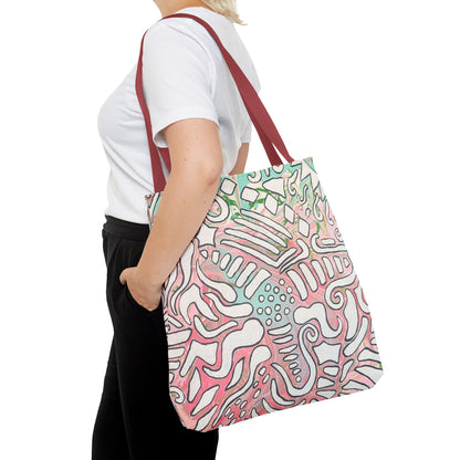 Abstract Coral Reef Pattern Tote Bag - Lisa© by Brandy Young — Pastel Ocean-Inspired All-Over Print