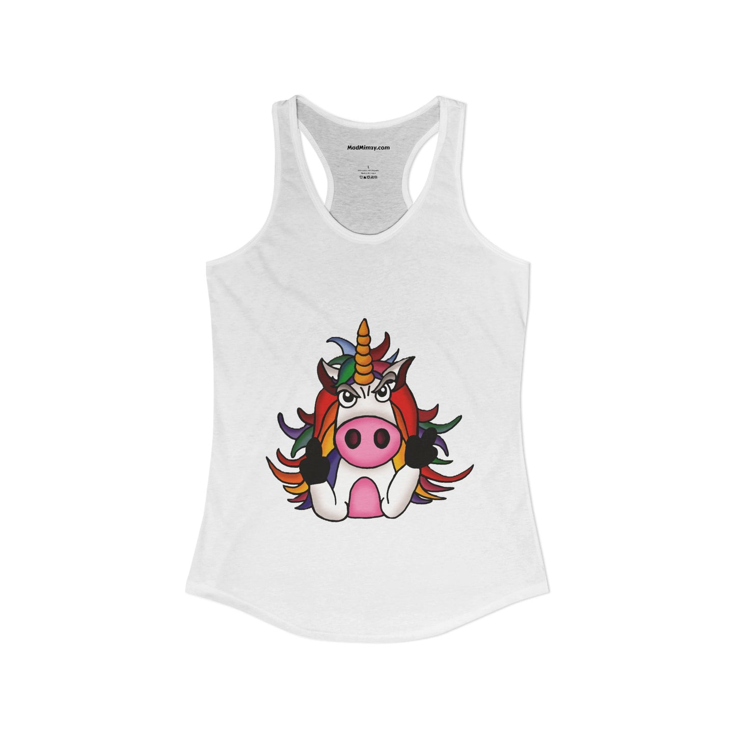 Magically Over It - Unicorn Giving the Finger - Ideal Racerback Tank