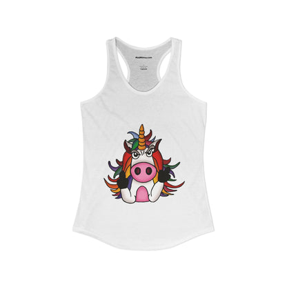 Magically Over It - Unicorn Giving the Finger - Ideal Racerback Tank