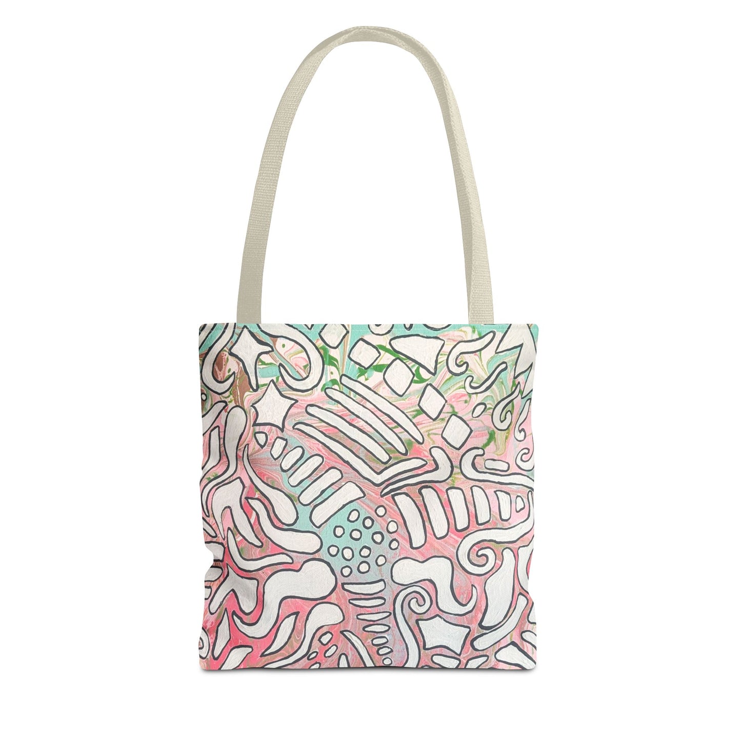Abstract Coral Reef Pattern Tote Bag - Lisa© by Brandy Young — Pastel Ocean-Inspired All-Over Print