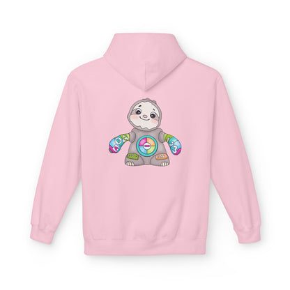 Cute Baby Sloth Hoodie with Colorful Toy Chest Graphic — Cozy Casual Pullover