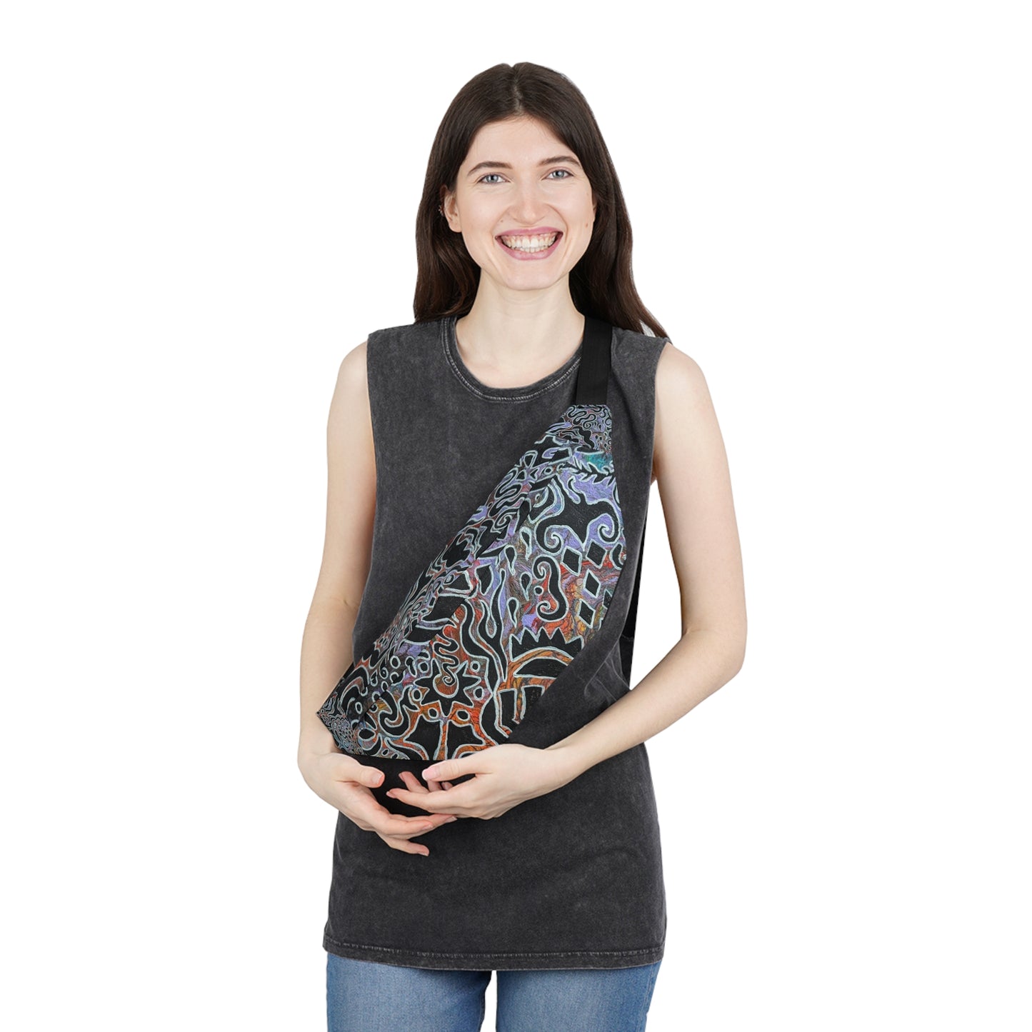 Large Fanny Pack - Delores© by Brandy Young— Abstract Tribal Swirl Waist Bag