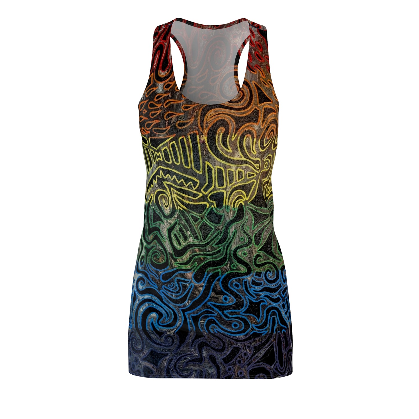 Racerback Dress - Gabriella© by Brandy Young — Rainbow Tribal Swirl All-Over Print