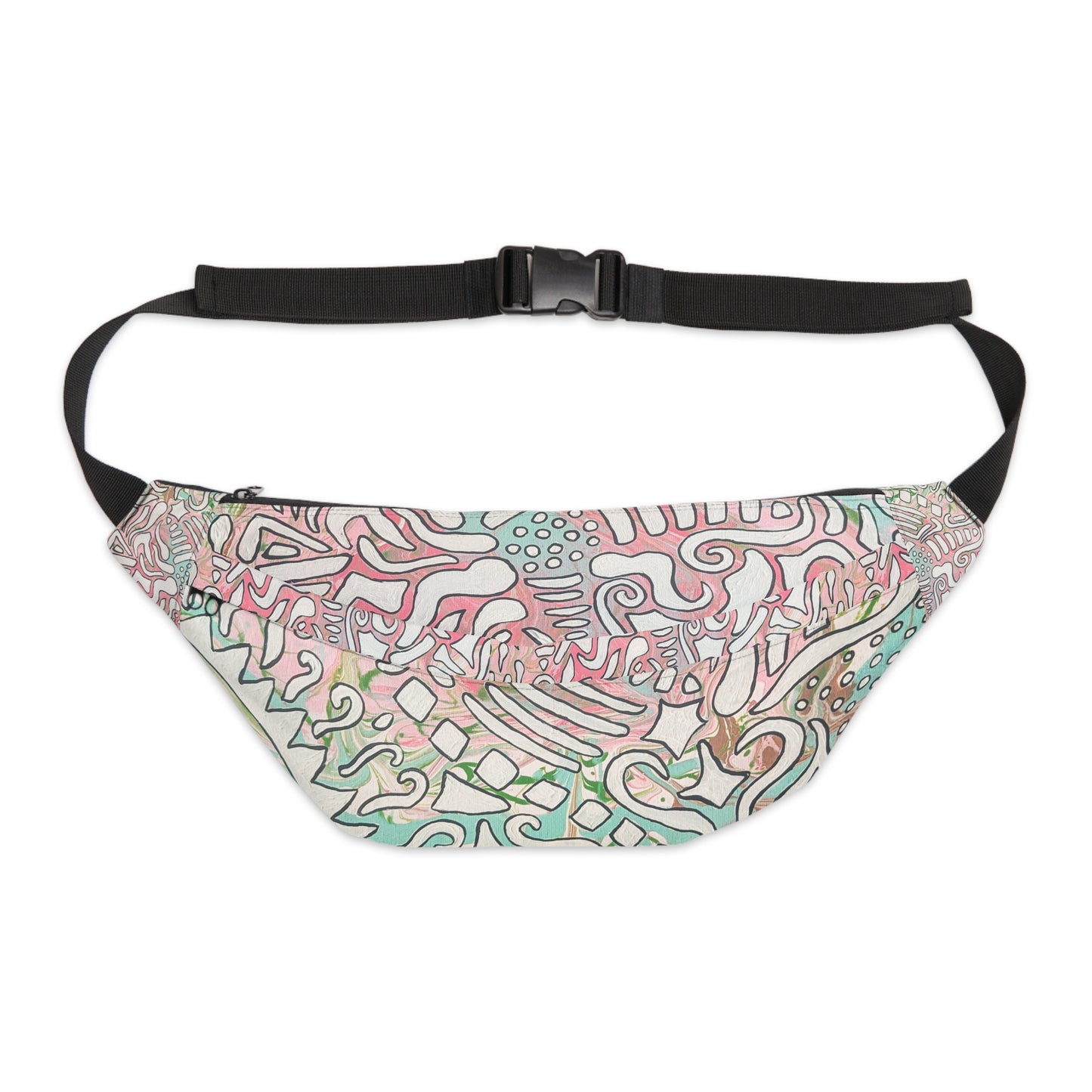 Pastel Abstract Pattern Fanny Pack - Lisa© by Brandy Young— Large Hip Bag for Festivals & Travel