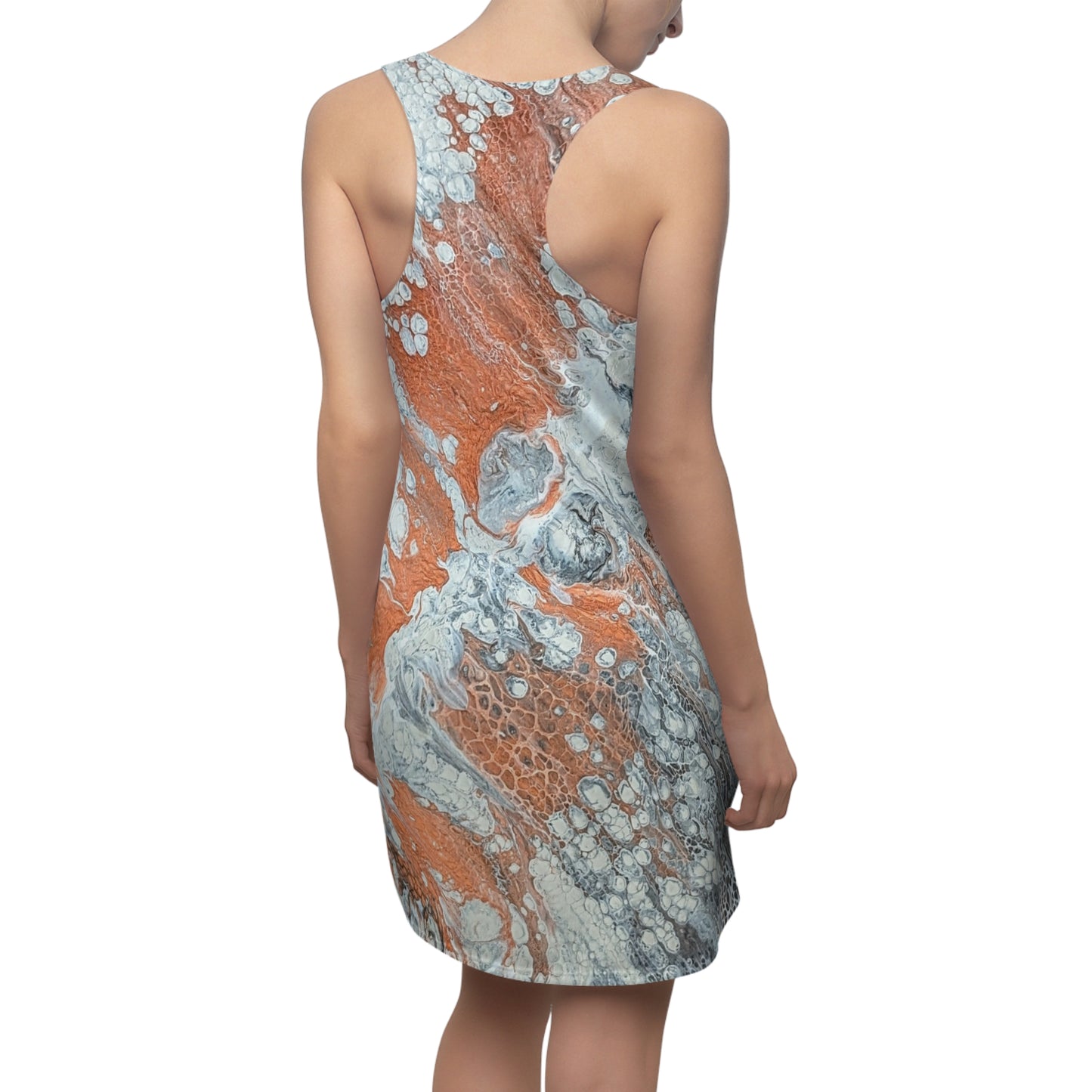Abstract Orange Marble Racerback Dress - Diane© by Brandy Young — All-Over Print Women's Summer Dress