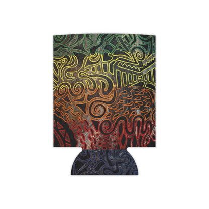 Can Cooler - Gabriella© by Brandy Young — Rainbow Tribal Swirl Neoprene Koozie