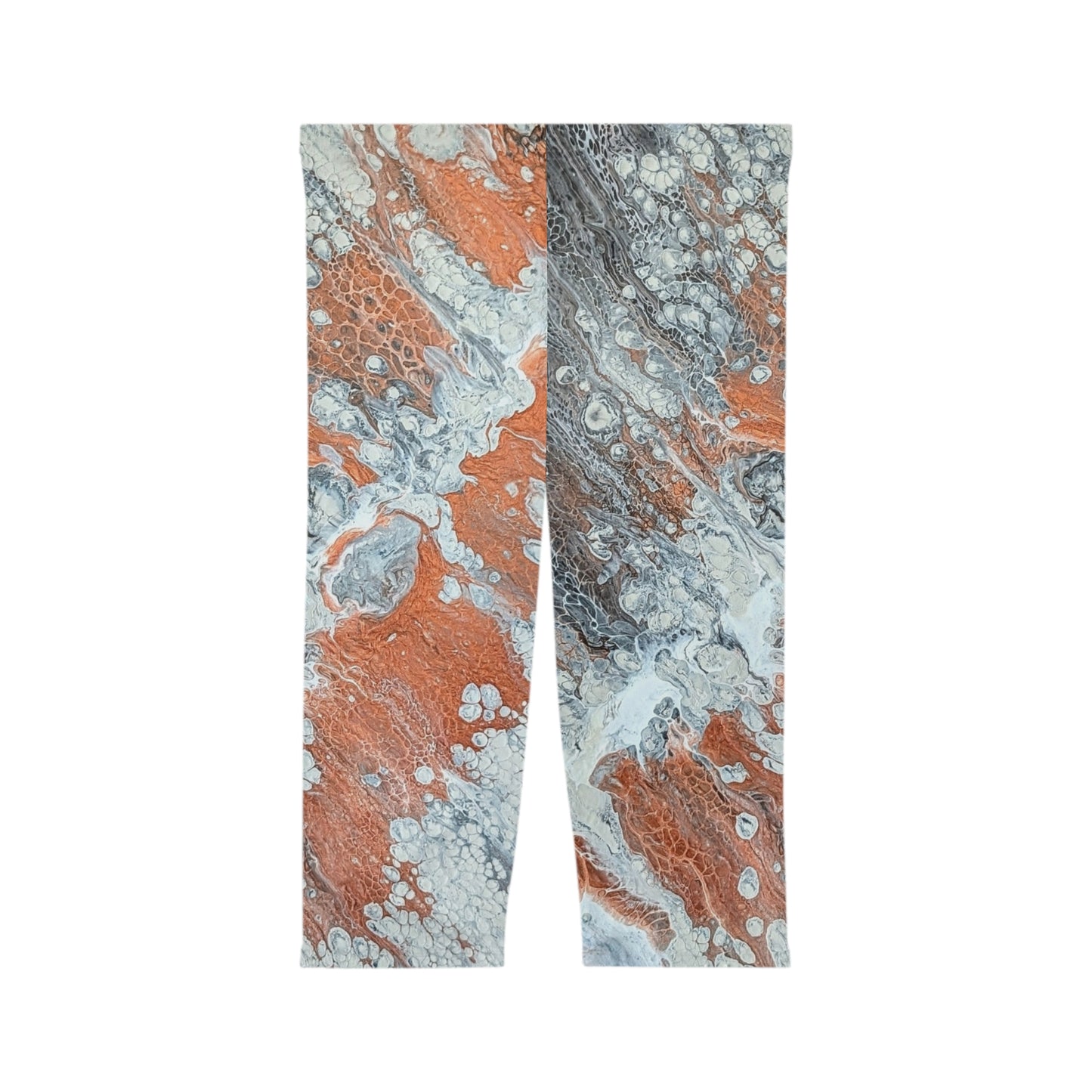 Abstract Marble Capri Leggings - Diane© by Brandy Young — Bronze and Silver Fluid Art Print