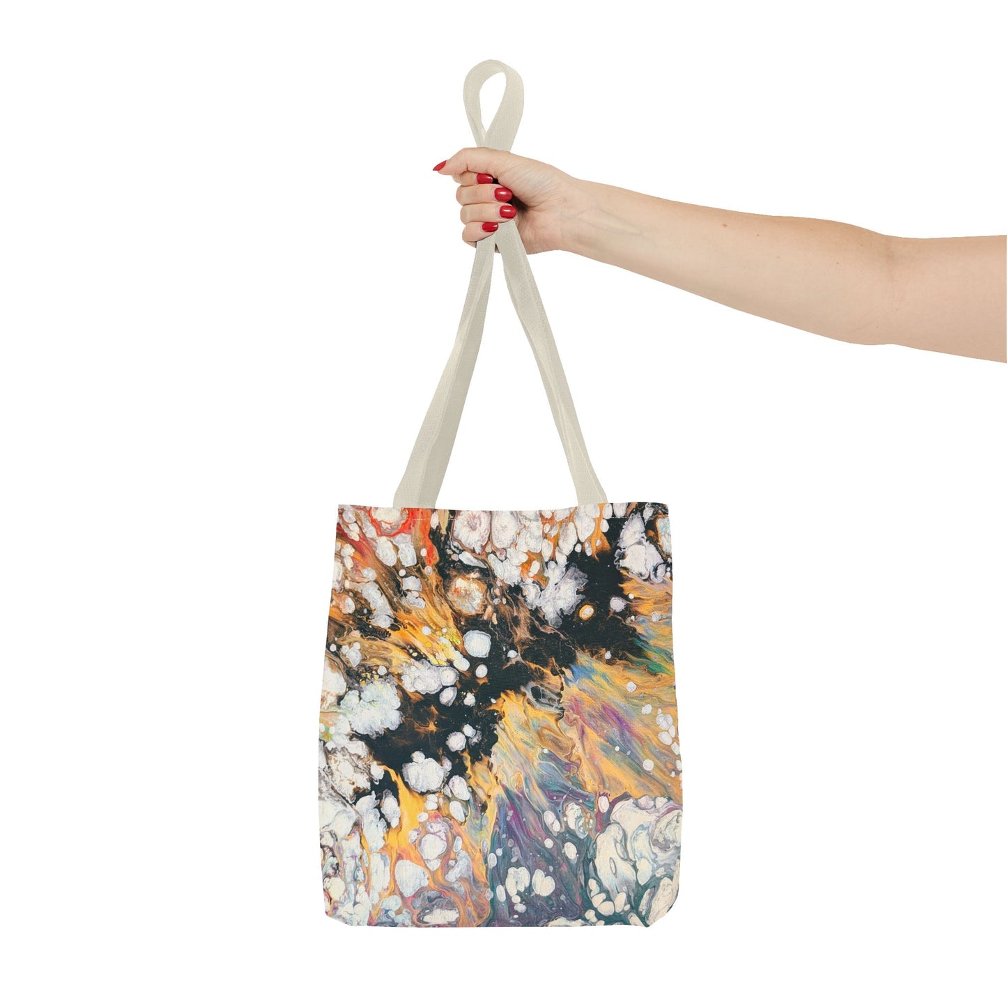 Abstract Fluid Art Tote Bag - Fire Clouds© by Brandy Young – Colorful Marble Splash All-Over Print