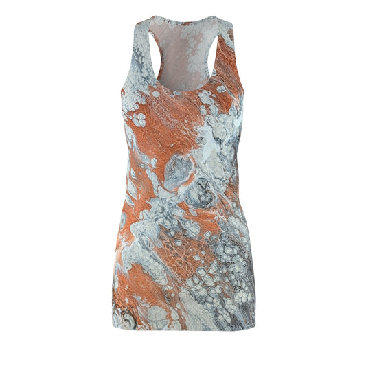 Abstract Orange Marble Racerback Dress - Diane© by Brandy Young — All-Over Print Women's Summer Dress