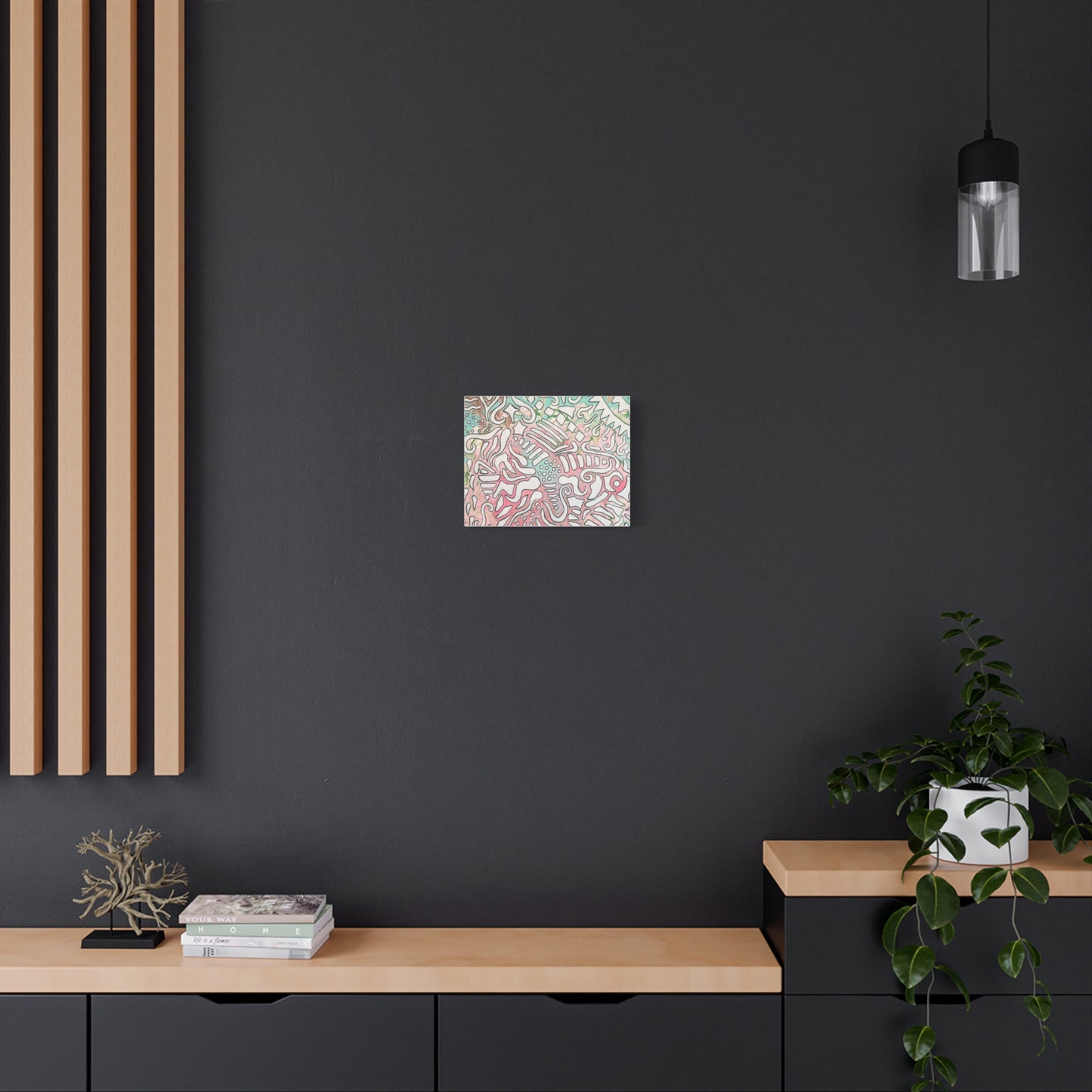 Lisa© by Brandy Young - Abstract Pastel Doodle Canvas Print – Pink & Mint Stretched Wall Art