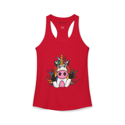 Magically Over It - Unicorn Giving the Finger - Ideal Racerback Tank