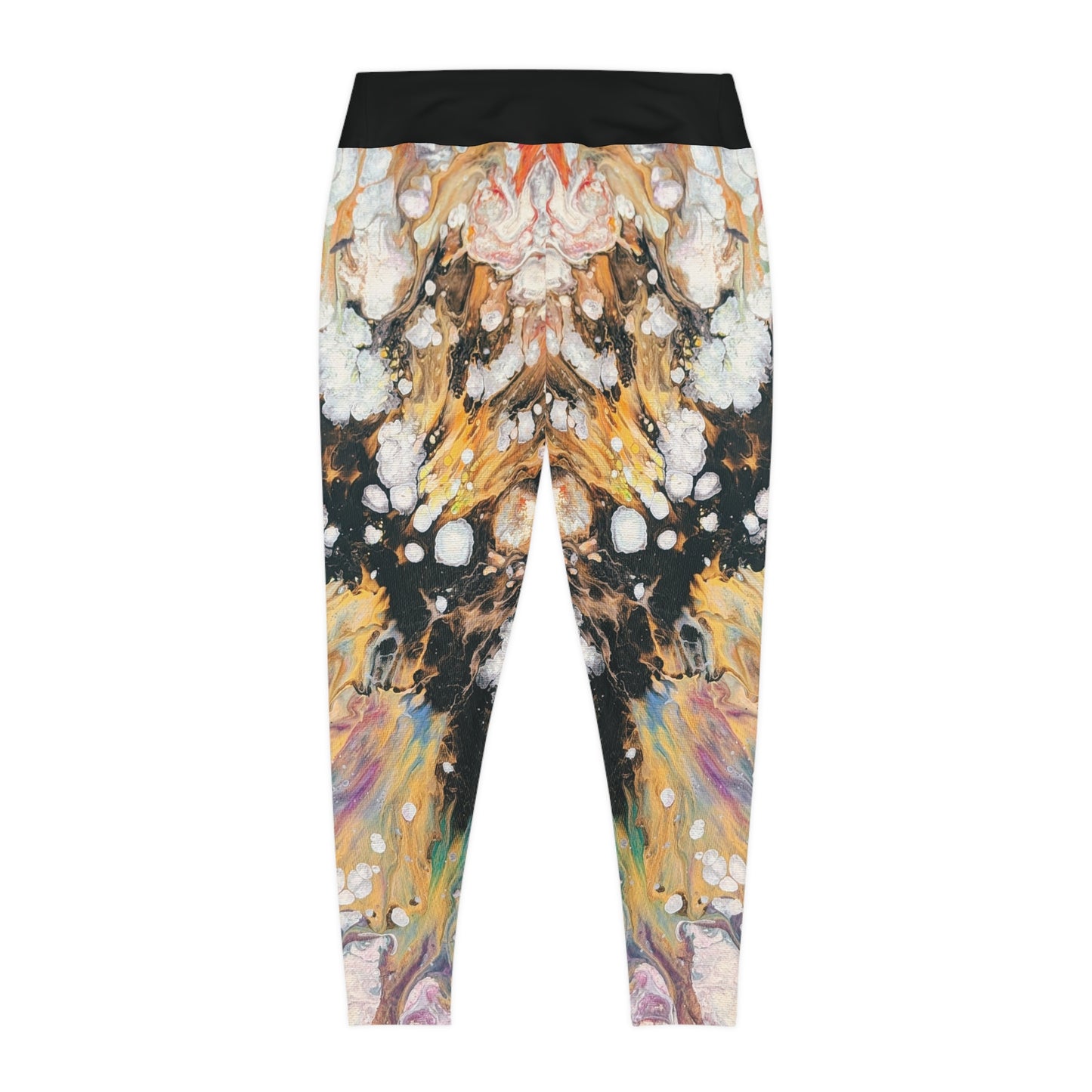 Plus Size Marble Abstract Leggings - Fire Clouds© by Brandy Young — Colorful Fluid Art All-Over Print