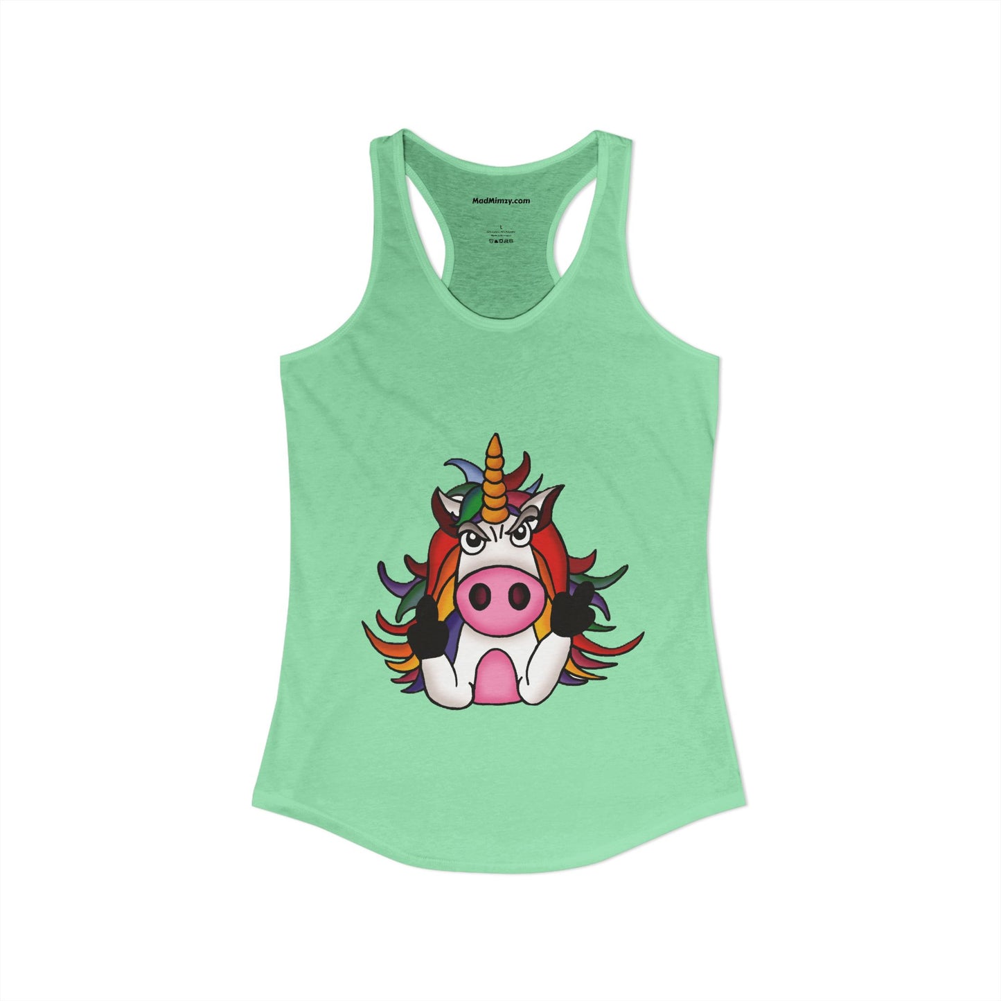 Magically Over It - Unicorn Giving the Finger - Ideal Racerback Tank