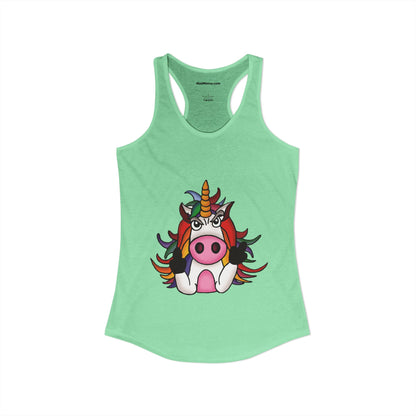 Magically Over It - Unicorn Giving the Finger - Ideal Racerback Tank