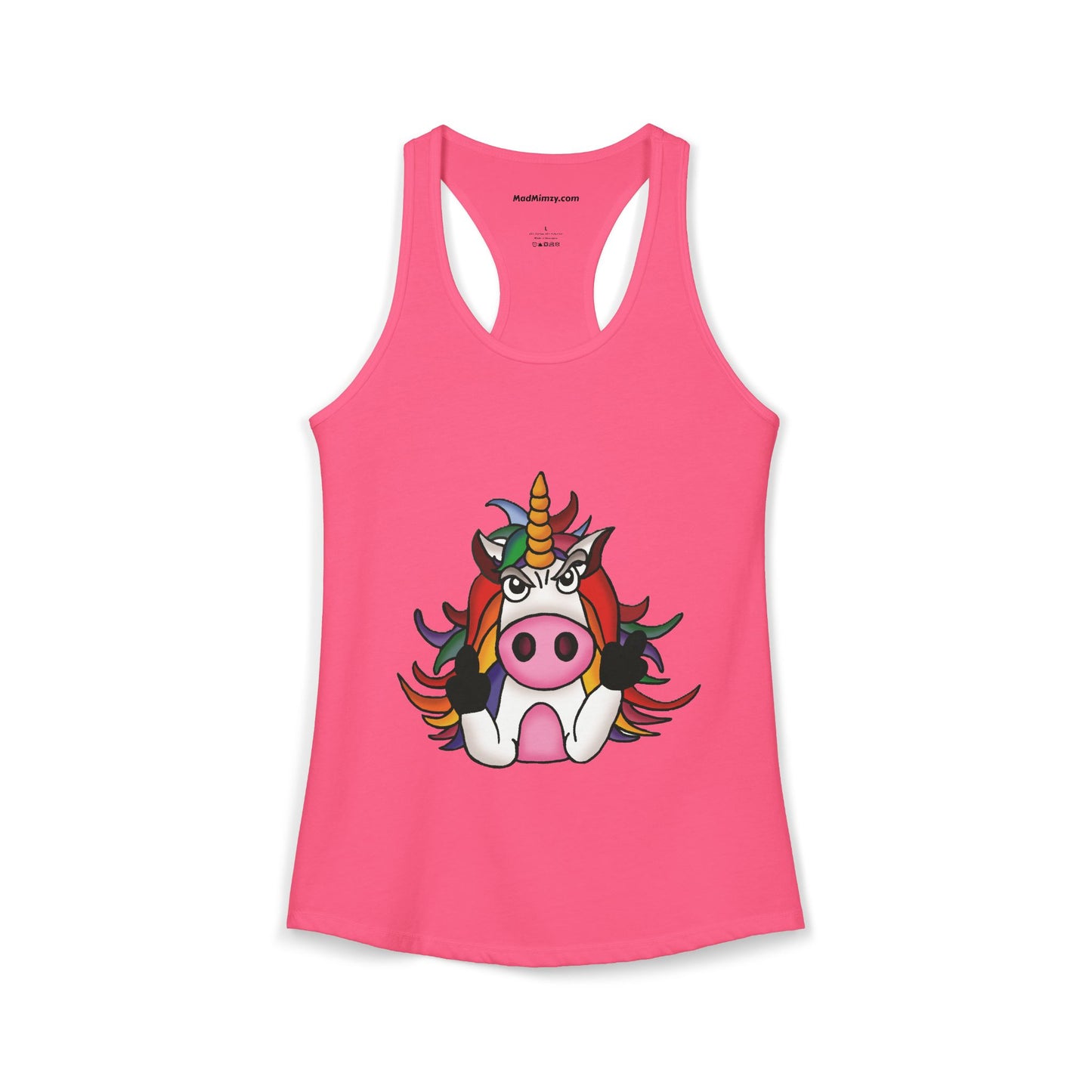 Magically Over It - Unicorn Giving the Finger - Ideal Racerback Tank