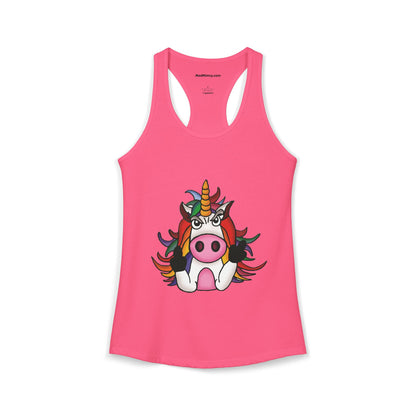 Magically Over It - Unicorn Giving the Finger - Ideal Racerback Tank