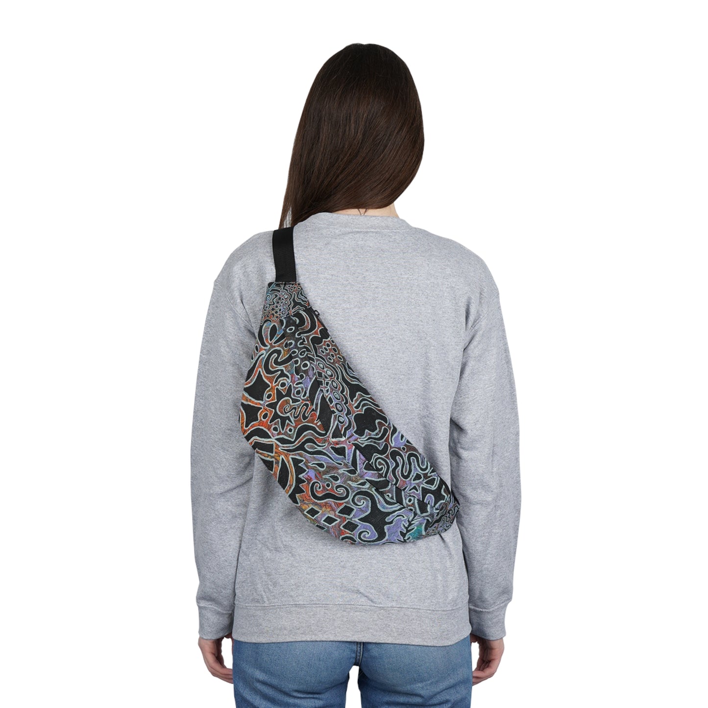 Large Fanny Pack - Delores© by Brandy Young— Abstract Tribal Swirl Waist Bag