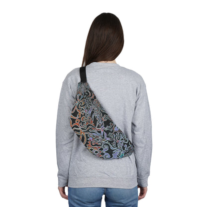 Large Fanny Pack - Delores© by Brandy Young— Abstract Tribal Swirl Waist Bag