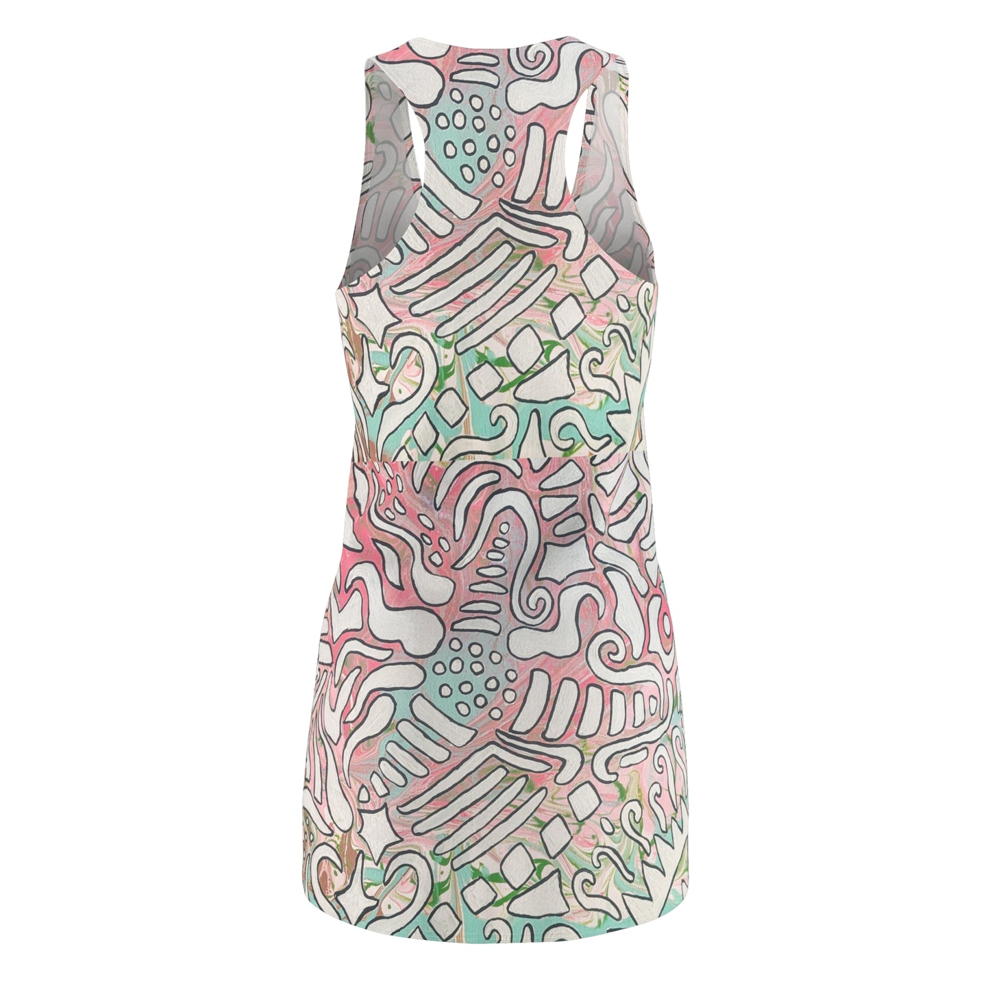 Abstract Pastel Doodle Racerback Dress - Lisa© by Brandy Young — Soft Pink & Mint All-Over Print