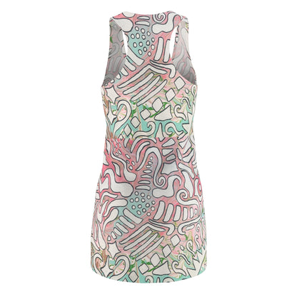 Abstract Pastel Doodle Racerback Dress - Lisa© by Brandy Young — Soft Pink & Mint All-Over Print