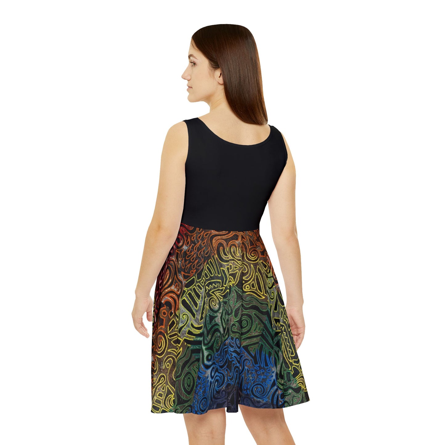 Tribal Rainbow Skater Dress - Gabriella© by Brandy Young — Boho Aztec Print Dress